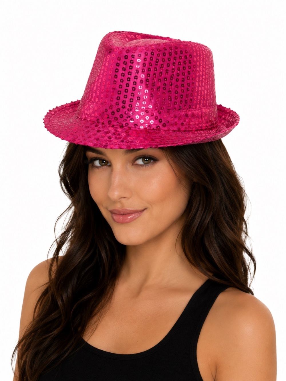 SEQUIN Pink Fedora Party Performance Hat NWT